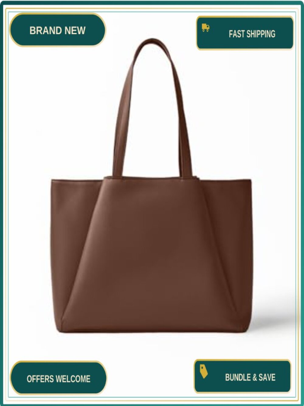 Vegan Leather Laptop Tote Bag Fits 15.6in Padded Work Briefcase